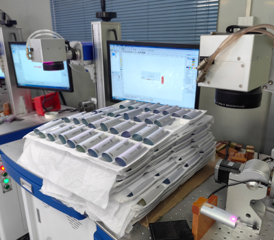 Stacked cylindrical objects on a lab table