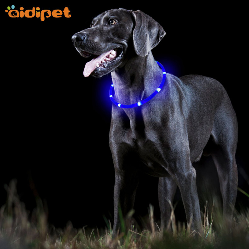 Cuttable Led Dog Collar USB Rechargeable Light Up Silicone Dog Collar Flashing At Night - C3