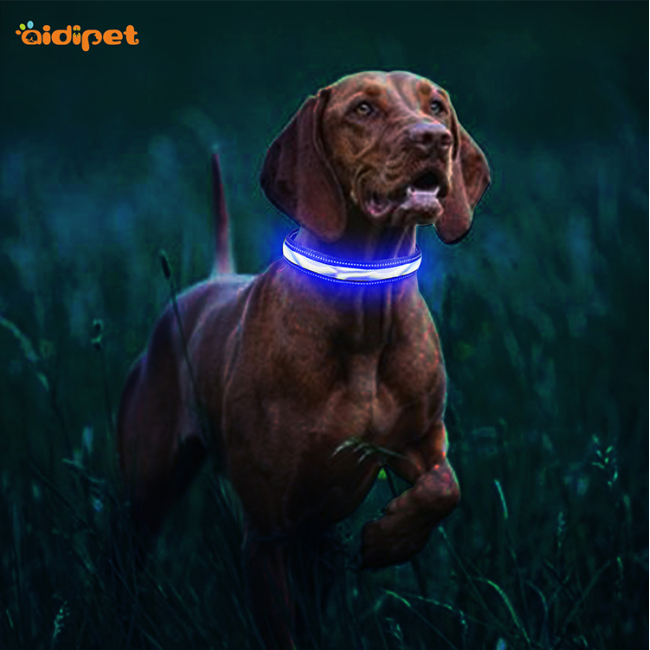 Wave Pattern Led Light Rechargeable Nylon Dog Collar LED Shining Dog Collar C12