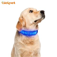 Collare per cani a led blu ricaricabile USB Collare per animali domestici intelligente controllato mobile Collare a led lampeggiante di alta qualità per cani