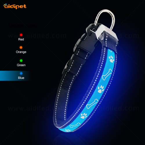 LED dog collar Lights Dog Pets Collars Adjustable Polyester Glow In Night Pet Dog Cat Puppy Safe