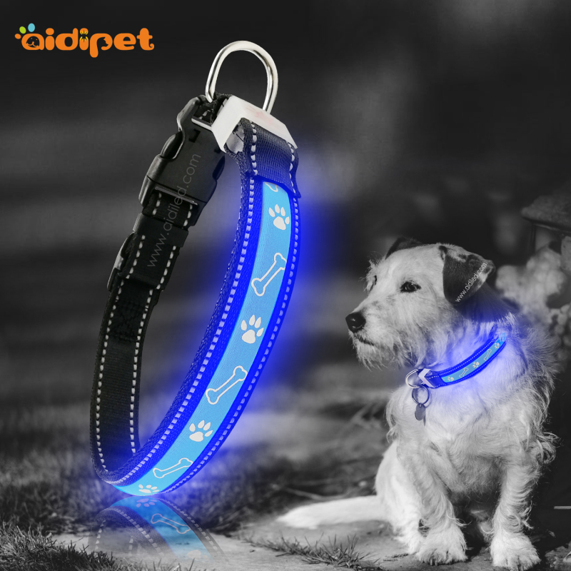 Christmas Flashing Light up Dog Collar Led USB Rechargeable Dog Collar With Bone Printing