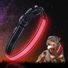 Collier et laisse pour chien en maille de nylon rechargeable par USB de taille standard Collier éclairé avec coutures réfléchissantes