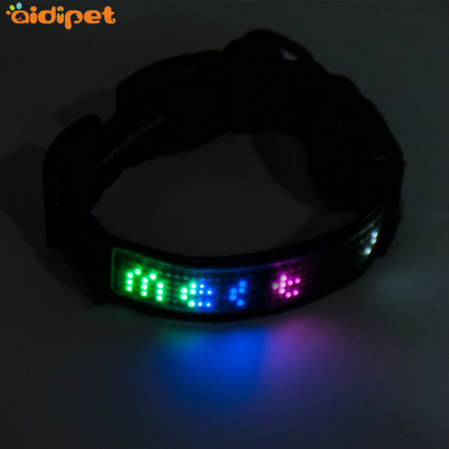 Water Resistant Dog light Collar App Controlled Scrolling Message Safety Night LED Dog collar Intelligent Smart Dog Collar