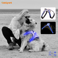 Benutzerdefiniertes LED-Hundegeschirr, personalisiertes Logo, beliebtes, bequemes Nylon-Sicherheitshundegeschirr, reflektierendes Hundegeschirr mit LED