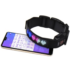 Le TPU a mené le collier de chien clignotant attrayant de collier de chien de mode d'affichage rechargeable d'USB de colliers de chien intelligents