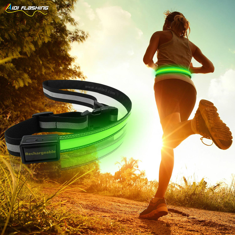 Cycling Led Belt Running Walking at Night Luminous Light up Waist Belt Bag Lightweight Sport Elastic Led Belt