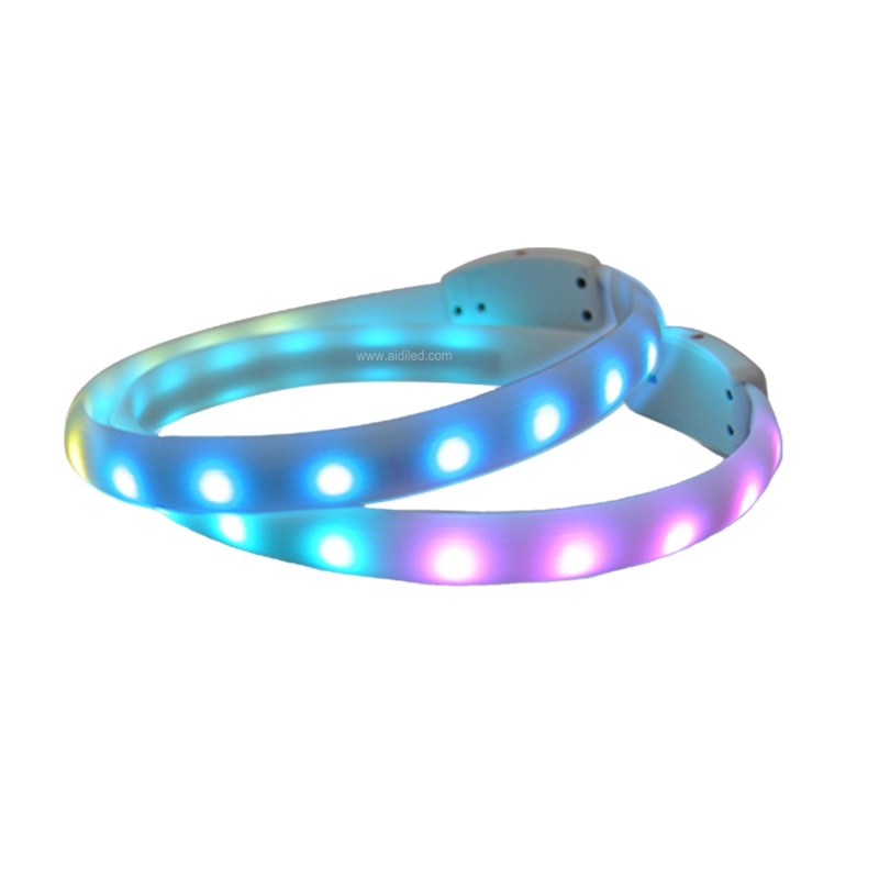 Free Design Eco-Friendly Soft Silicone Led USB Dog Collar Wholesale Luminous Glow Pet Dog Collars