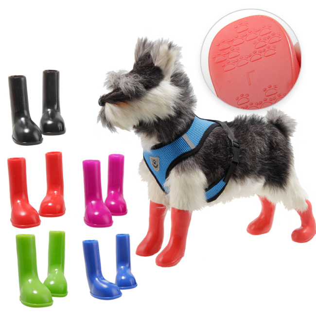 Botas de lluvia antideslizantes para perros, zapatos, opciones coloridas, zapatos para perros resistentes al agua para exteriores, botas para días lluviosos