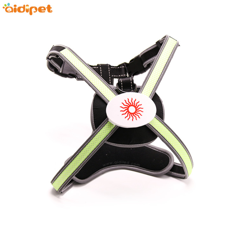 Customization Night Safety Flashing Nylon Breathable Reflective Mesh Led Light up RGB Dog Harness