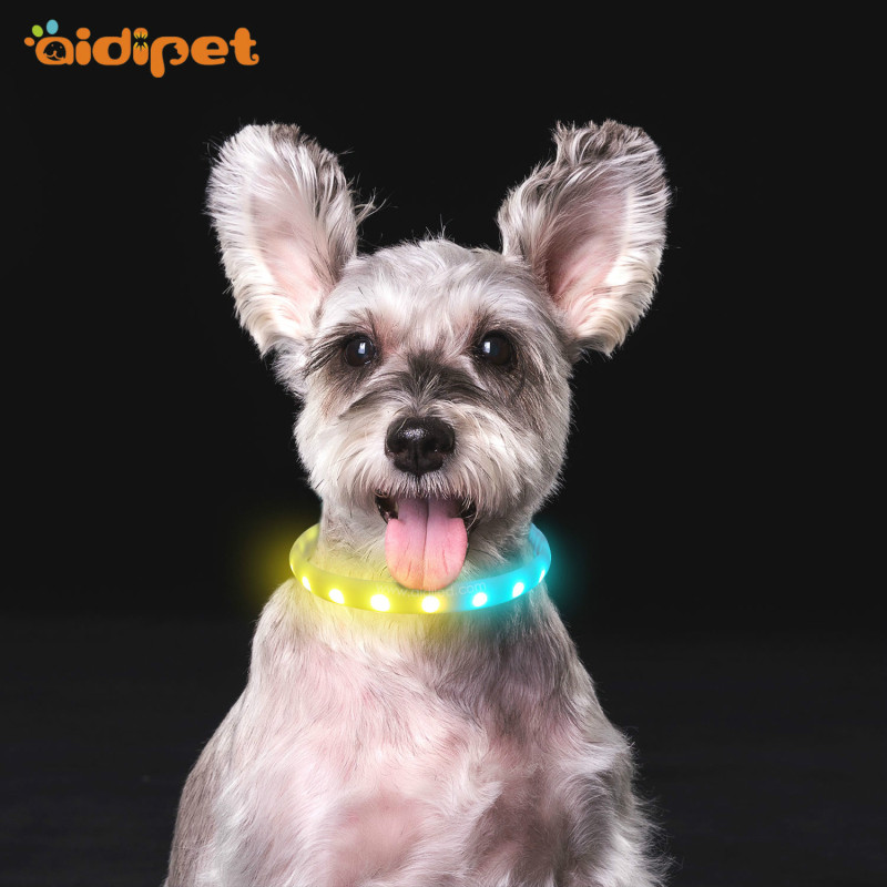 Led Dog Collar Rechargeable Fashion Led Pet Dog Luminous Collar Usb Rechargeable RGB Silicone Collar