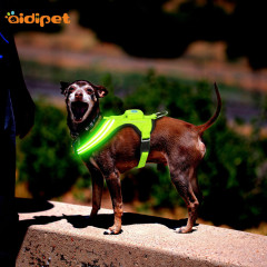 Commerce de gros de harnais de chien LED personnalisé rechargeable réglable confortable harnais pour animaux de compagnie en plein air