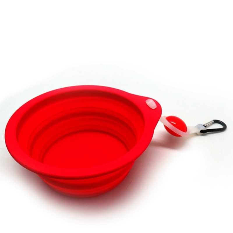 Portable Dog Pet Water Food Bowl with Hook Foldable Convenient FDA Silicone Pet Bowl
