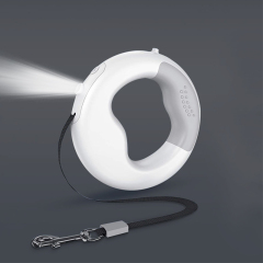 Runde Form einziehbare Hundeleine mit Licht Wiederaufladbare USB-LED-Hundeleine mit Taschenlampe für nächtliches Sicherheitsgehen mit Hunden