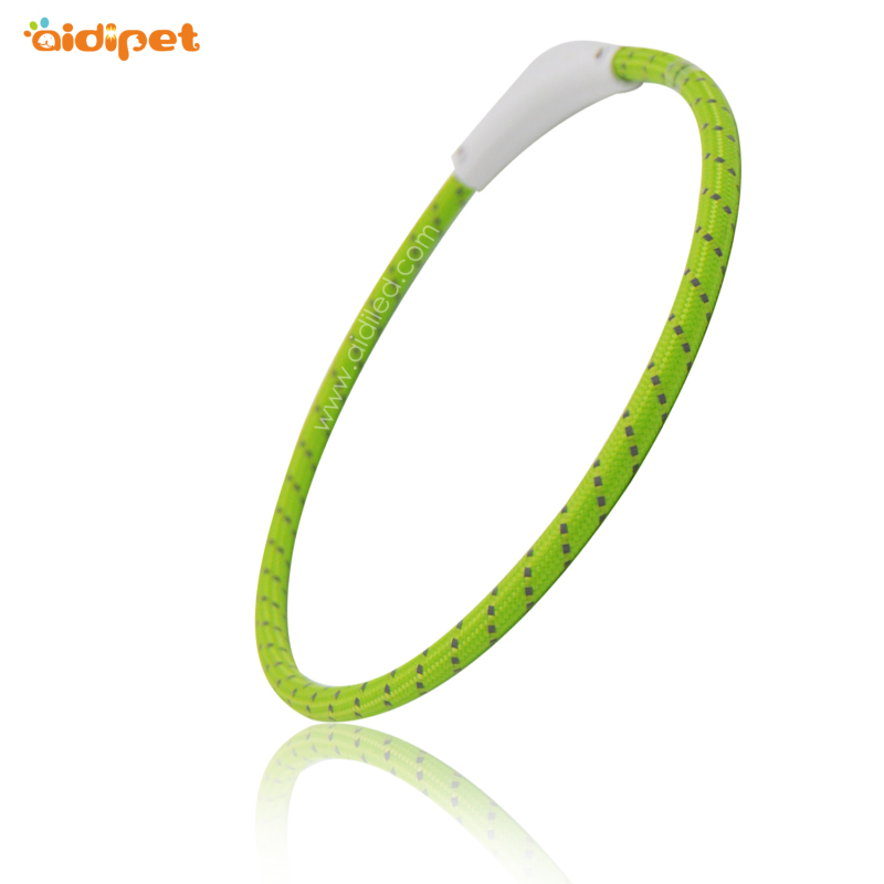 Dog Collar Led Para Perro Waterproof USB rechargeable Reflective Glow Nylon Led Light Collar Dog