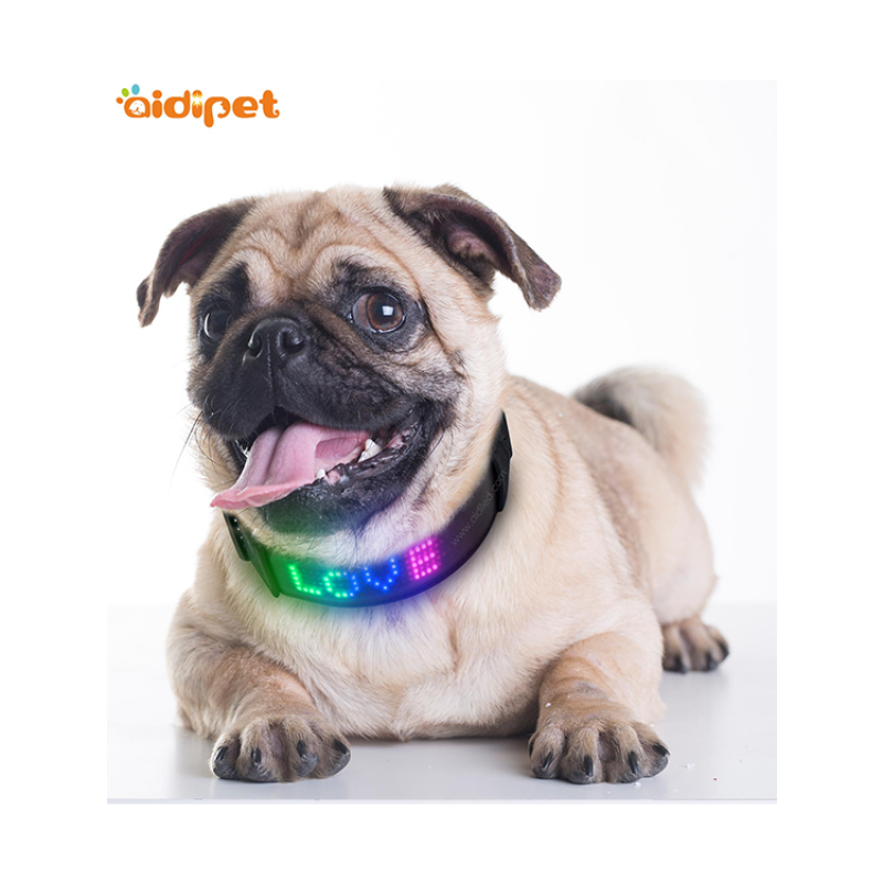 Custom Pet Collar Led Display APP Control Light up Programmed Dog Collar