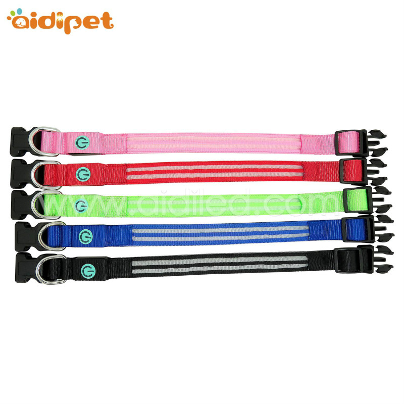 Fashion Pink Reflective Dog Collar Wholesale Light up Led Dog Collar Dual Optical Fibers Dog Collar and Leash Set