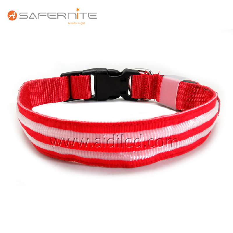 Dual Optical Fibers Nylon Led Collar for Dogs USB Charging Night Safety Dog Collar Factory 2 Years Warranty Night Light for Dogs