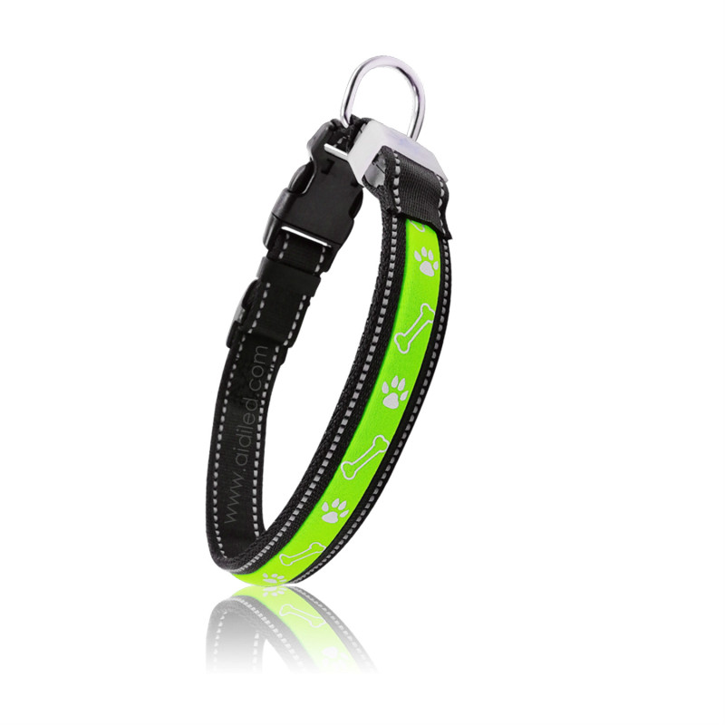 Christmas Flashing Light up Dog Collar Led USB Rechargeable Dog Collar With Bone Printing