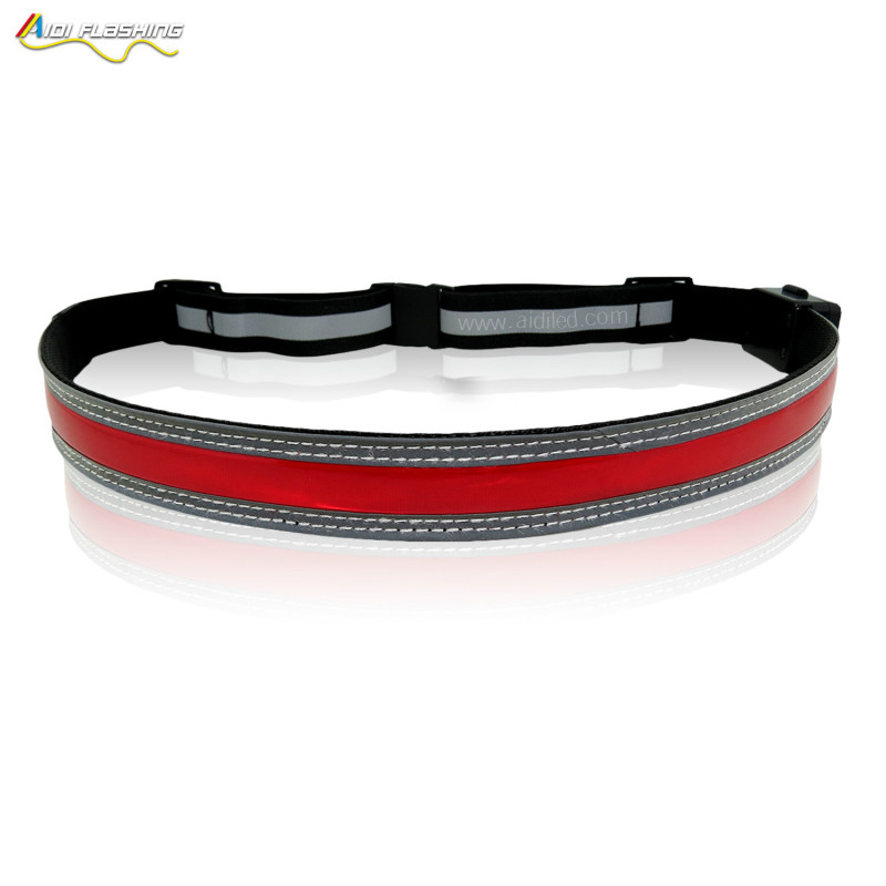 Cycling Sport Belt Reflective Leather Led Waist Running Belt Adjustable Led USB Rechargeable Running Jogging Waist Belt