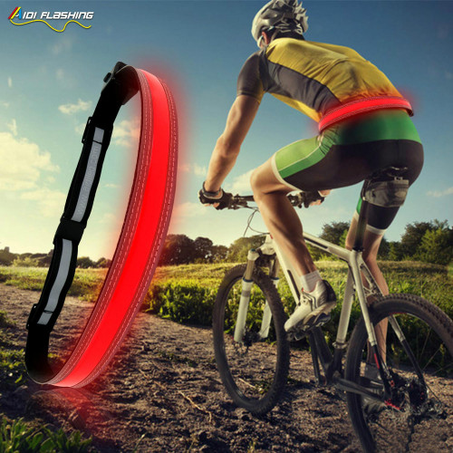 Cycling Sport Belt Reflective Leather Led Waist Running Belt Adjustable Led USB Rechargeable Running Jogging Waist Belt