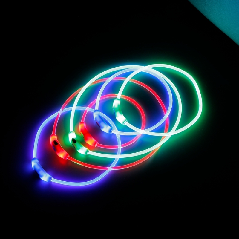 Free Cut Flashing Light up Dog Collar Chargeable USB Dog Collars Led Transparent TPU Dog Collar Light