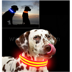 Collar de perro rosa colorido a prueba de agua con collares de perro mascota que parpadean con brillo LED Collar de perro brillante con hebilla ABS
