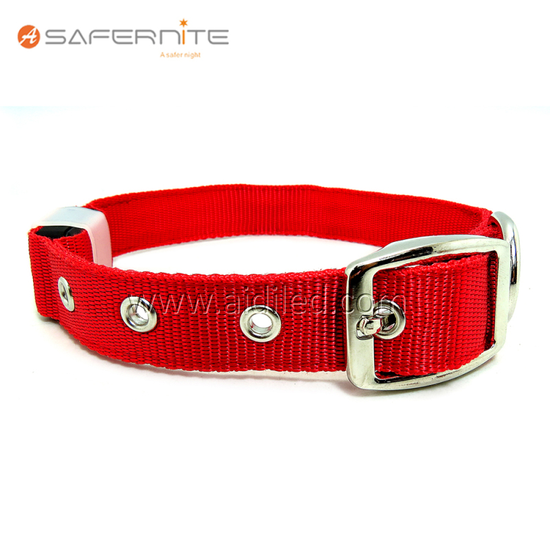 Nice Design Dual Optical Fibers USB Rechargeable Dog Collars Led Flashing Light Up Collar Para Perro Walking At Night