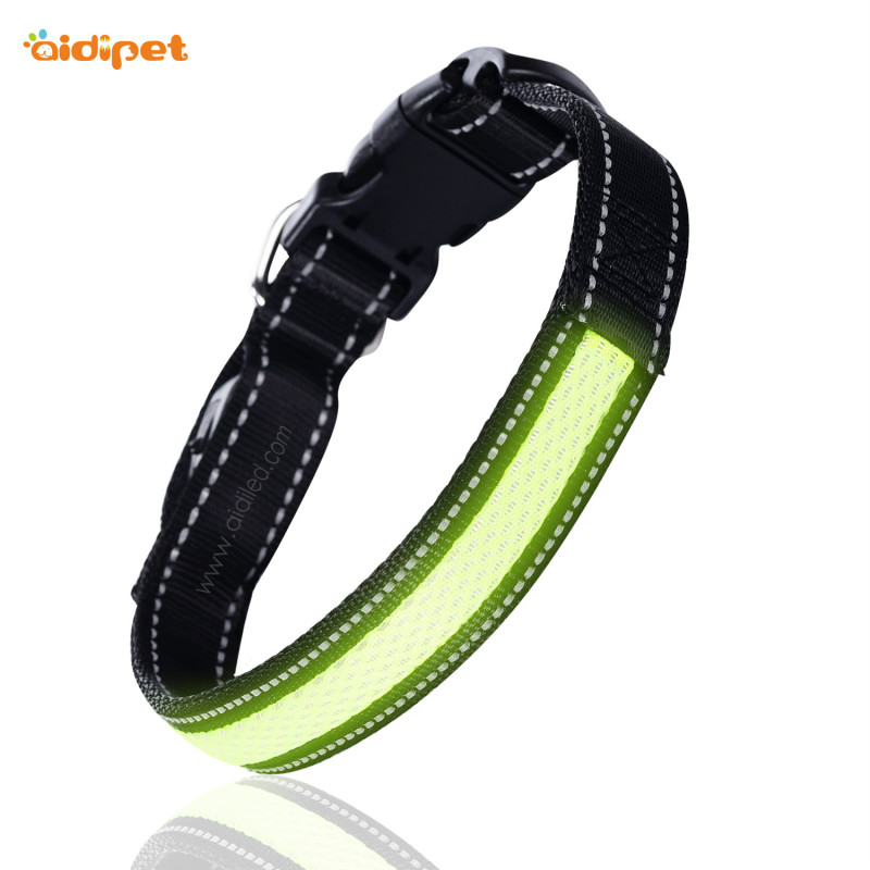 Custom Logo Adjustable Led Luminous Dog Collar Mesh Pattern Light up Dog Collar and Leash