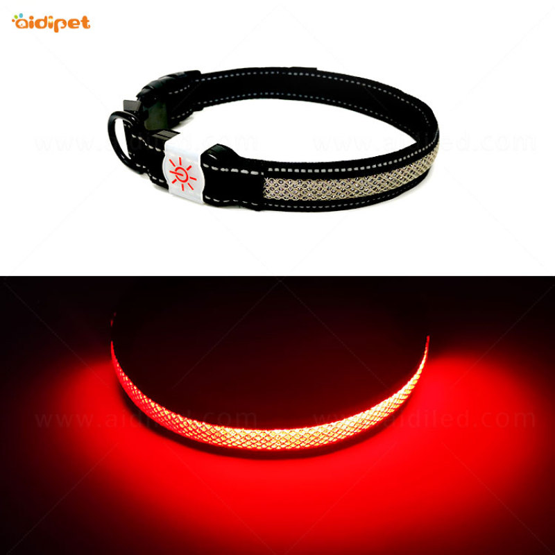 Nylon Glow In Night Pet Dog Collar Light Luminous Pet Collar with Custom Logo
