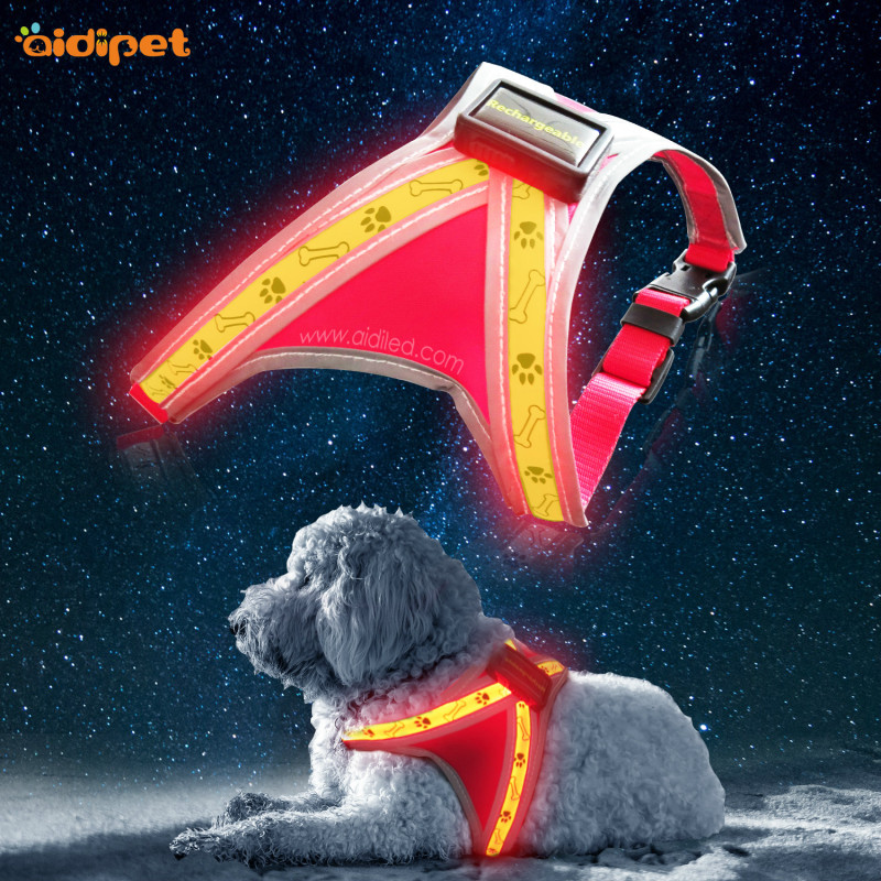 AIDI-H5 Dog Harness Led Washable Collars And Retractable Dog Collar Leather Pet Harness Led Luxury Dog Leash