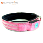 AIDI Flashing C21 Padded Thick Dog Collar with Led Light Pink Large Dog Collar for Night Safety