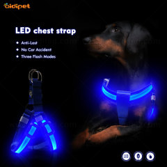 AidiPET LED USB قابل لإعادة الشحن الكلب هارنيس فاخر نايلون ليلي وامض الكلب تسخير سترة