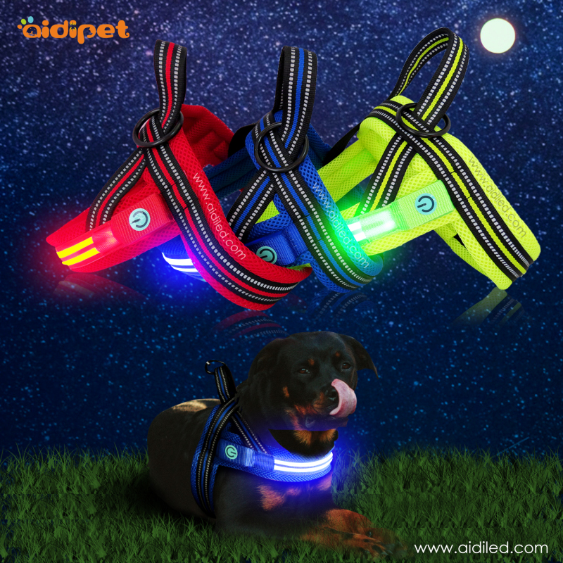 Night Safety Led Dog Harness No Pull Nylon Mesh Luminous Glow Pet Dog Harness