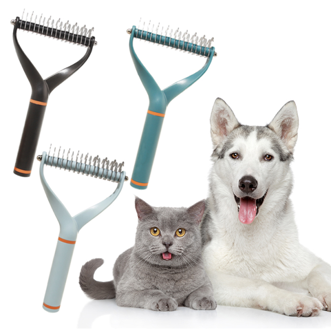 Brush Comb Dogs Professional Quality Pet Grooming Metal with Silicone Cover Dog Comb Brush