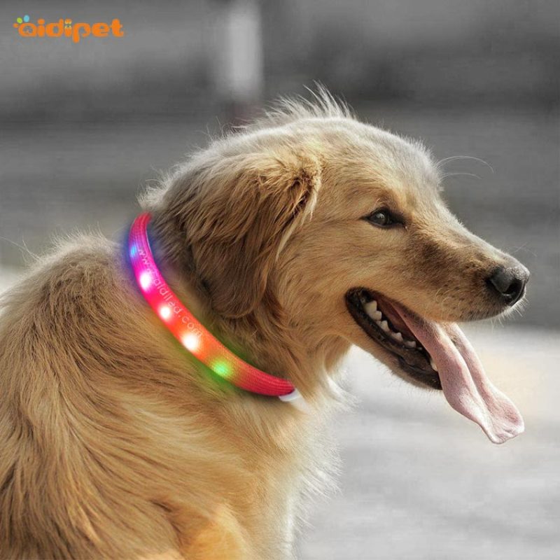 Led Collar Dog RGB Nylon Fish Filament Cover Flashing Colorful Led Lights Dog Pets Collar Adjustable Polyester Necklace