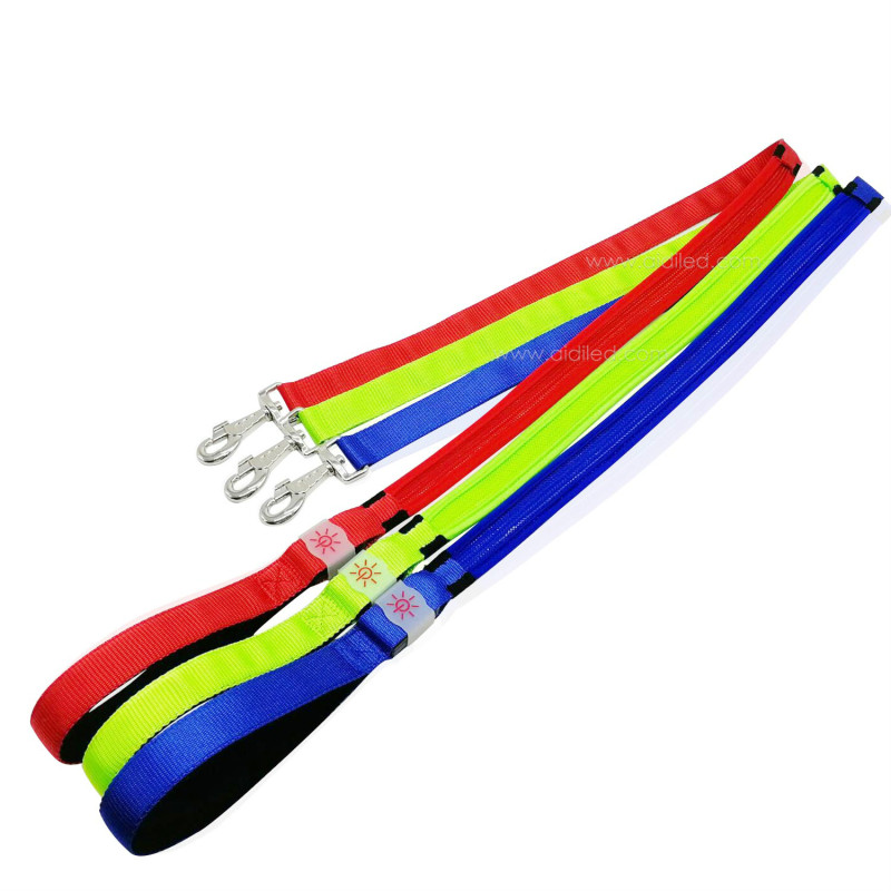 AIDI Flashing L1 Spandex Led Dog Leash Multi Pet Dog Leash with Light USB Rechargeable Flashing Safety Leash