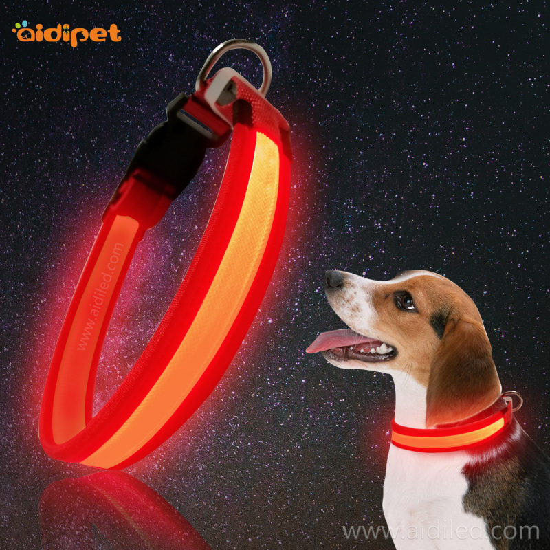 Collares De Luz Led Pet Dog Collar Nylon Luminous Fluorescent USB Rechargeable Pet Led Collar Water Proof