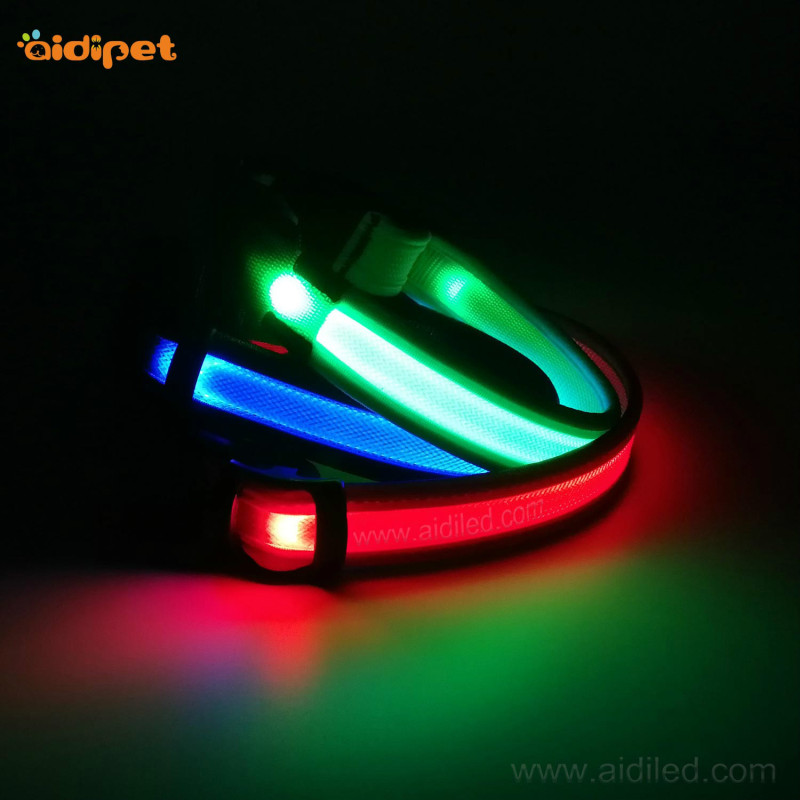Collares De Luz Led Pet Dog Collar Nylon Luminous Fluorescent USB Rechargeable Pet Led Collar Water Proof