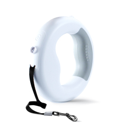 Laisse de chien rétractable de forme ronde avec lumière LED rechargeable par USB Laisse de chien avec lampe de poche pour la marche nocturne en toute sécurité