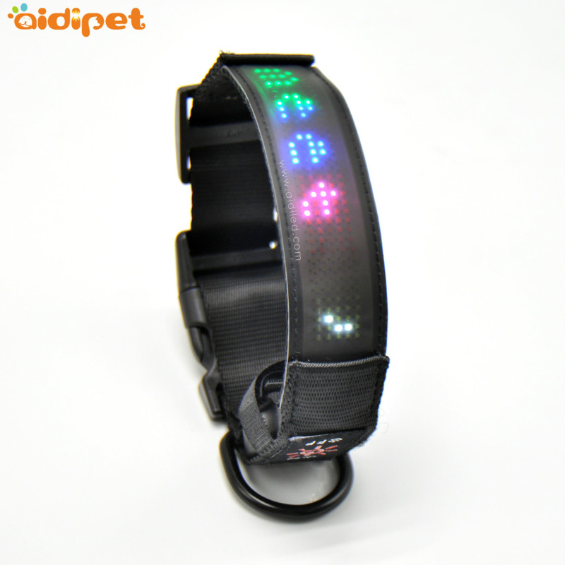 APP Control Night Safety Dog Collar Luminous Pet Collar Display Led Flashing Dog Collar waterproof