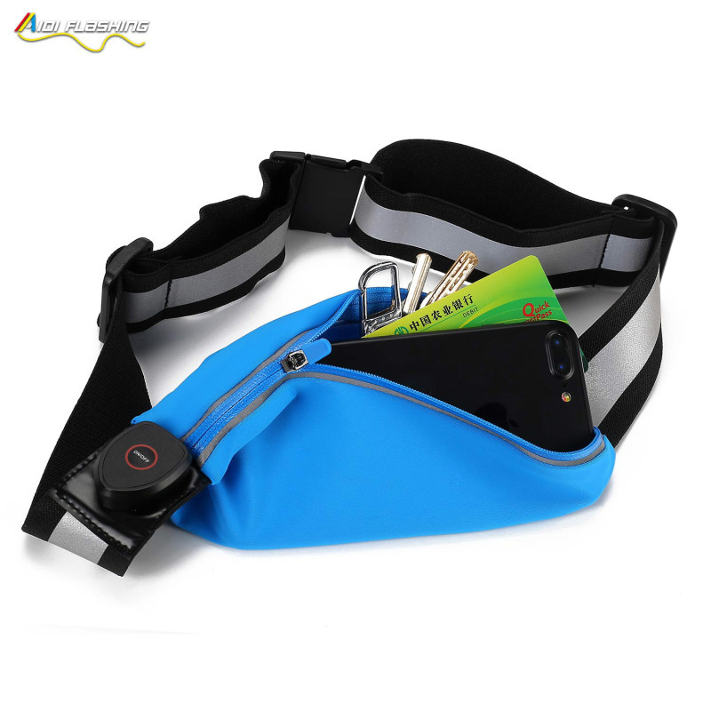 LED Light Up Sports Running Led Fanny Packs Custom Logo Outdoor Led Waist Bags Unisex