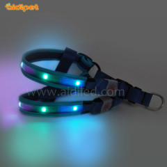 Harnais lumineux pour chien en nylon avec lumière multicolore USB RVB qui brille dans le noir pour la sécurité des chiens de compagnie