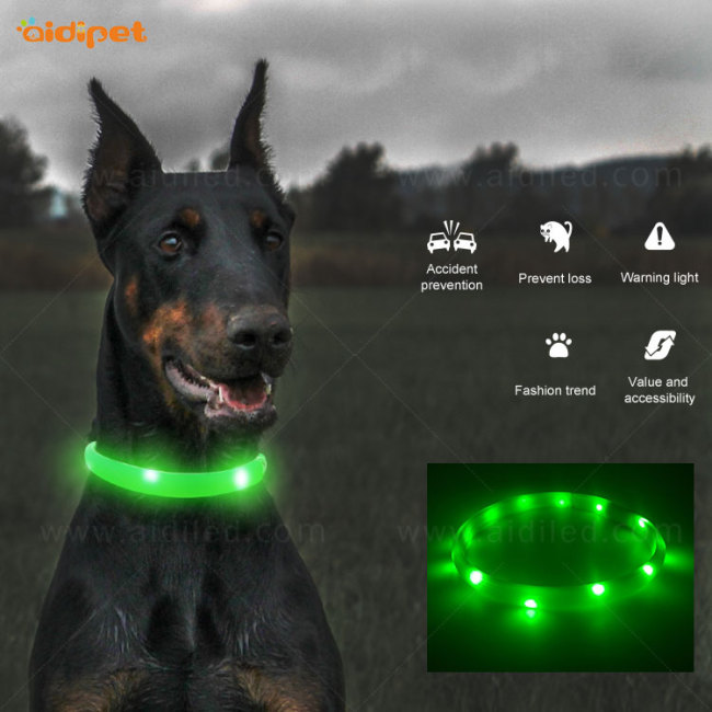 2021 nuevos productos, Collar de perro iluminado, Collar de perro intermitente Led para mascotas, Collar de perro brillante para caminar de noche