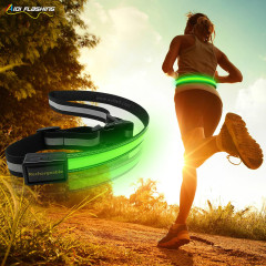 Elastic Running Led Belt for Night Running Jogging Safety USB Rechargeable Reflective Leather Belt Sport