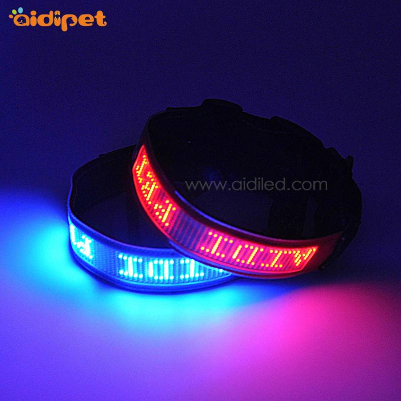 Luxury APP Control Blue Tooth Dog Collar Led with USB Battery DIY Texting Anti-lost Rechargeable Dog Collar