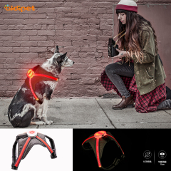 Luminous Flashing Light up Harness Led Dog Vest Harness with RGB Light Reflective Flashing Lighted Harness for Dogs