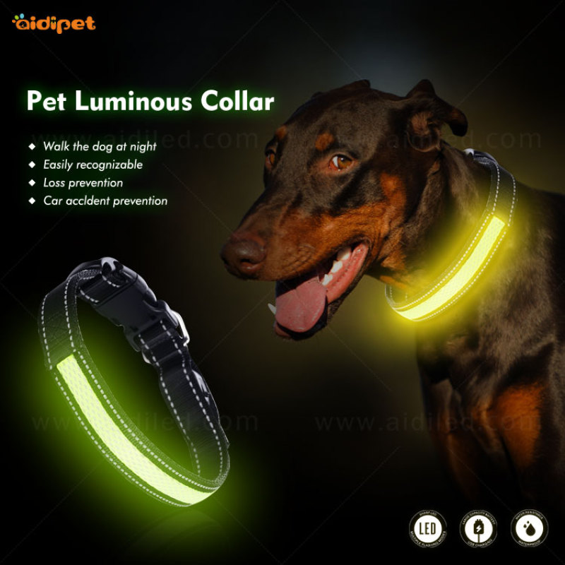 LED nylon y mash USB Luz Recargable Led Collar para Perro con varias formas