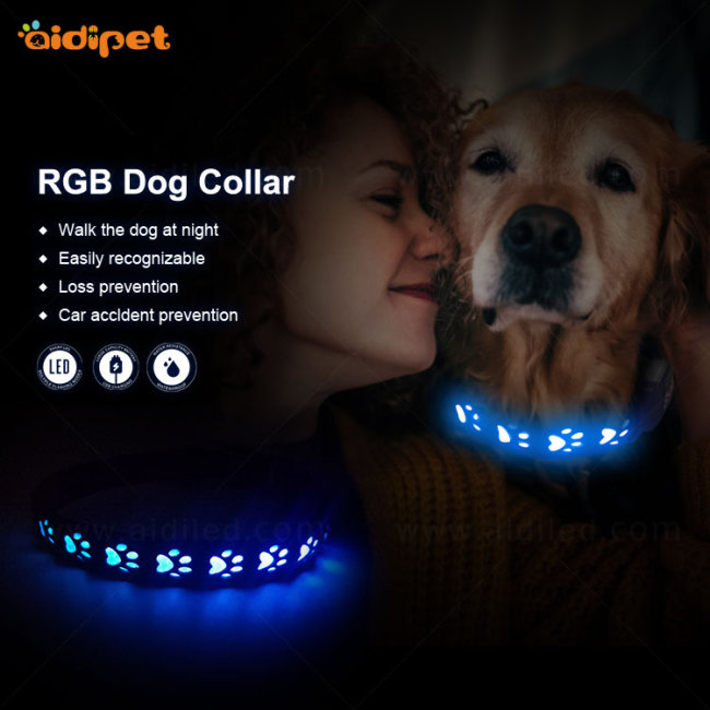 Fabricante, venta al por mayor, collar de perro led impermeable recargable personalizado para mascotas