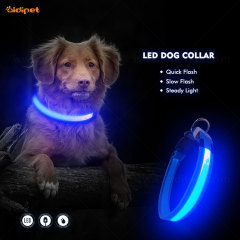 Coleira de LED brilhante recarregável para cães de estimação USB para segurança noturna